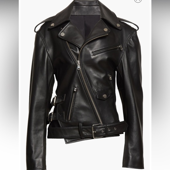 MONSE Cutout Belted Leather Biker Jacket in Black Medium - Picture 3 of 14